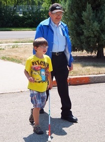 student learning to cross the street